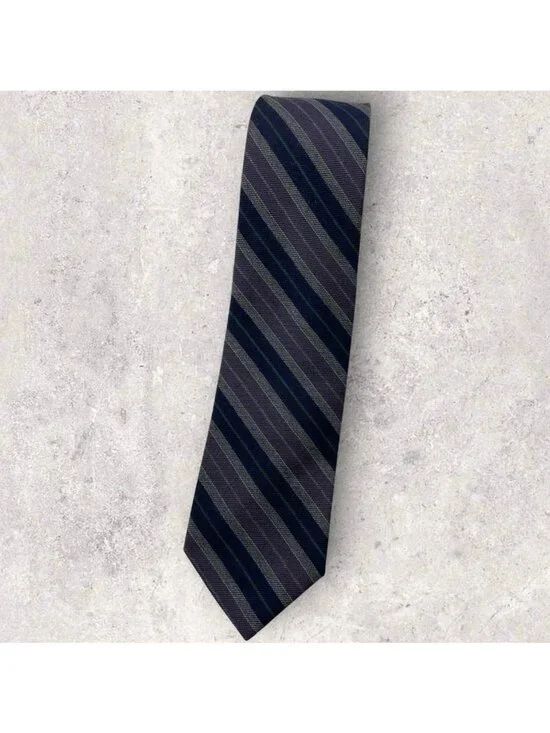 POLO RALPH LAUREN Wool Silk Tie USA Navy Purple Gray Striped W:3.1