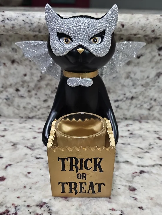 Yankee Candle Trick Or Treat Sparkle Black Cat In Costume Votive Holder 7