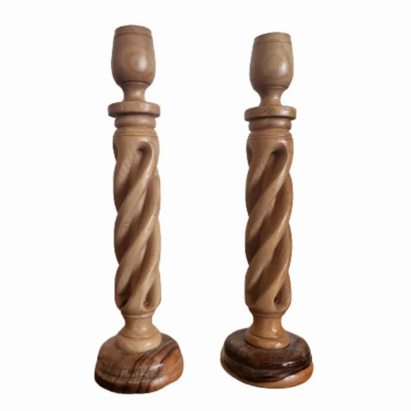 Candle Holders From Holy Land Olive Wood