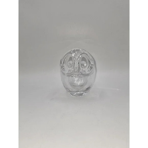 Vannes France Crystal Owl Votive Candle Holder Clear Art Glass