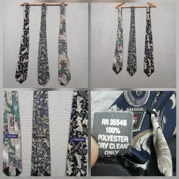 Haggar‎ Paisley Neckties Lot of 3 Men's Classic Dress Polyester