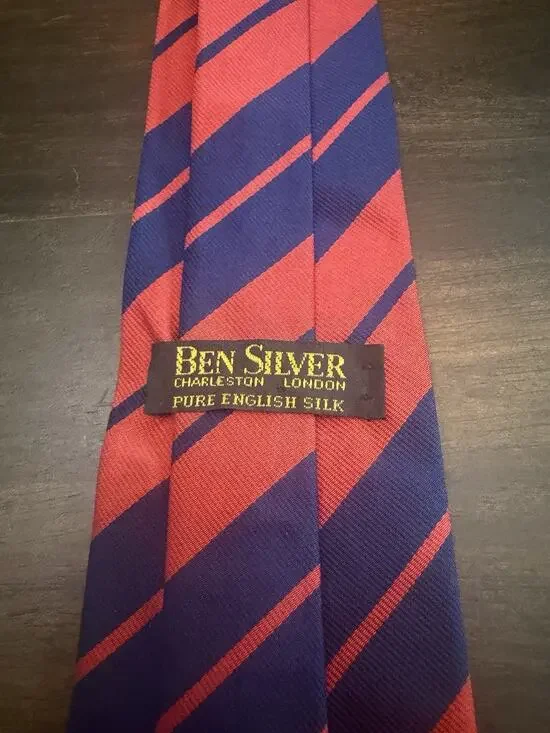 Vintage Ben Silver Charleston Regimental Repp Tie 3.25” X 54 Ivy Trad English