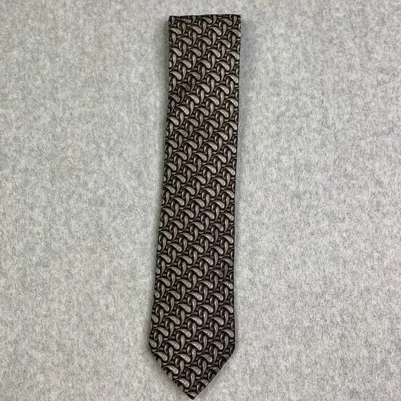 Ted Baker London Silk Tie Black Geometric Classic Made In USA Mens
