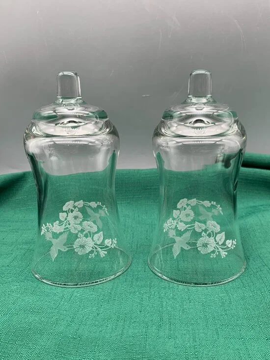 Set of 2 Home Interiors & Gifts HOMECO Clear Glass Votive Cups w/ Etched Design
