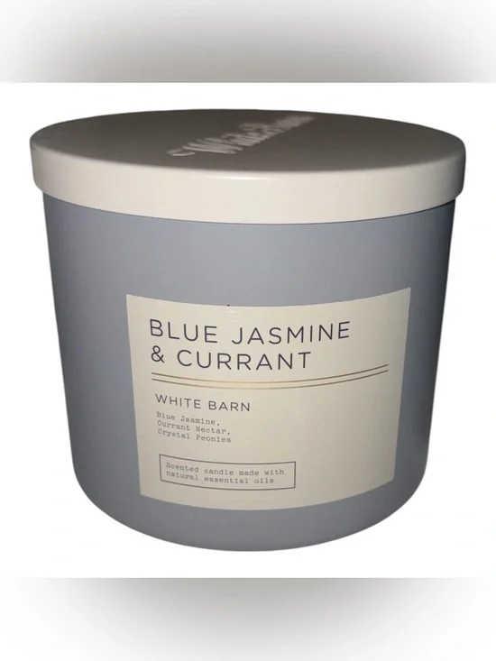 Bath & Body Works White Barn candle 14.5 oz 3 wick new Currant and Blue Jasmine