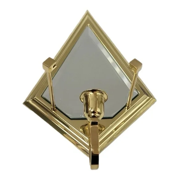 Vtg PartyLite Infinity Candle Wall Sconce‎ Brass Beveled Mirror No Front Glass