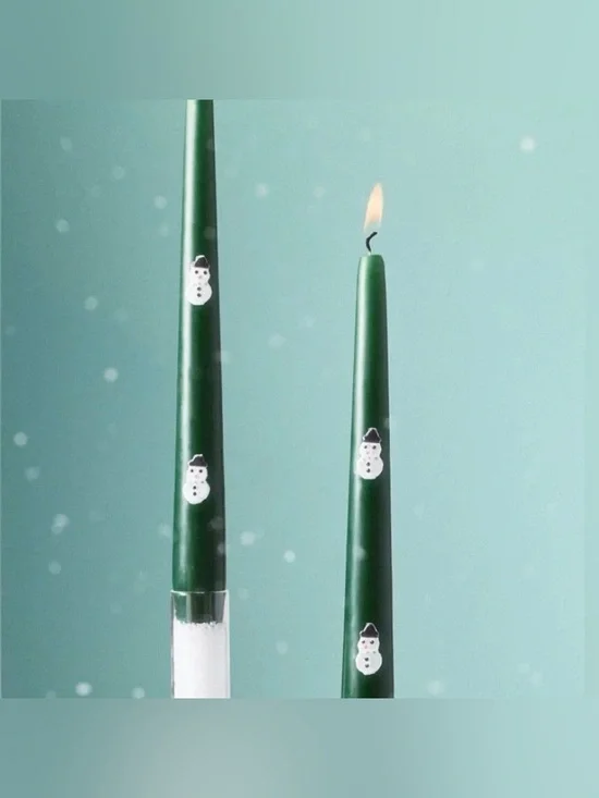ANTHROPOLOGIE Snowman Taper Candles