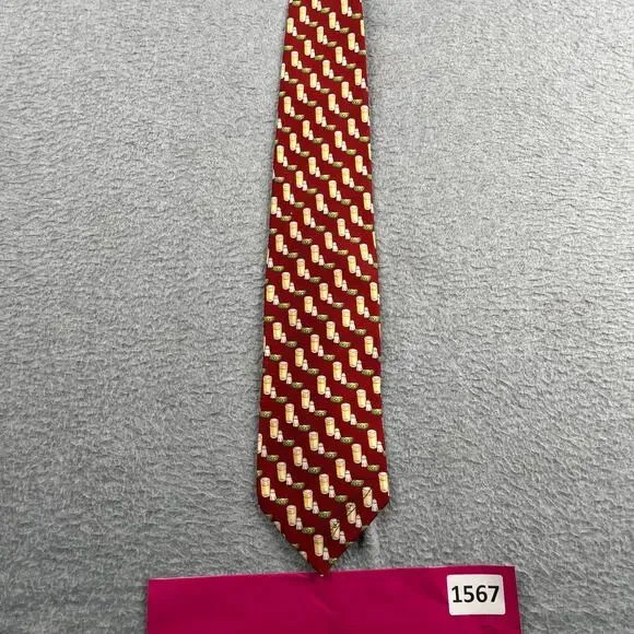 Scappino Silk Necktie Tequila Shot Salt Lime Print Red Tie