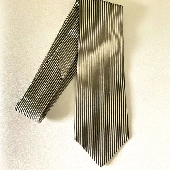Murano Italia 100% Silk Tie Gold, Black Striped