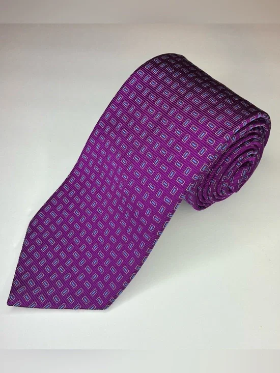 Brooks Brothers Makers Silk Tie Purple Geometric Woven Mens Necktie Made in USA