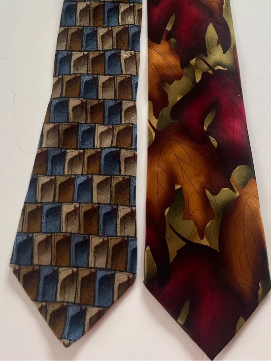 Vintage J.Garcia 100% Silk Ties Set of 2 - Floating Planes & Butterfly Study II