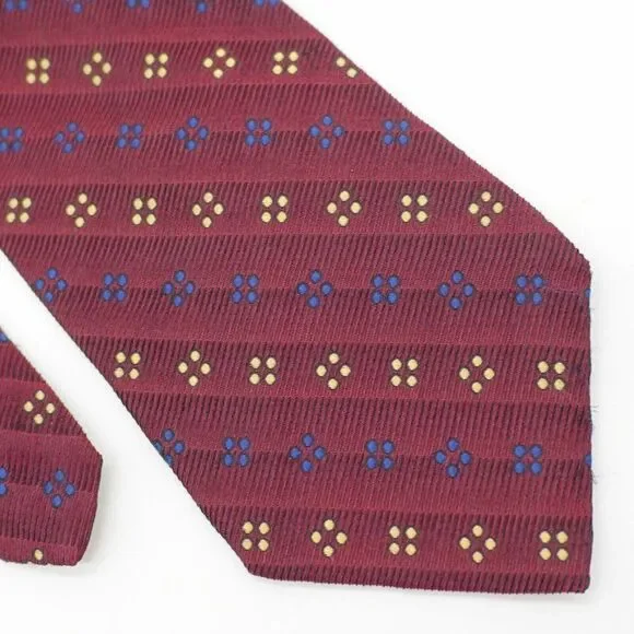 Stafford Executive Red Tan Blue Geometric Woven Wide Silk Tie‎