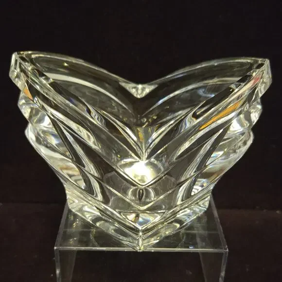 Mikasa Art Deco Crystal V-Shaped votive holder