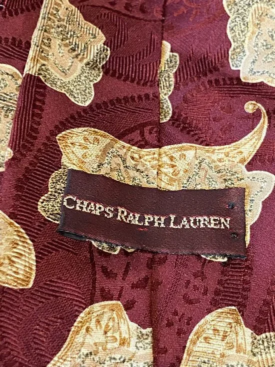 1980s Chaps Ralph Lauren Silk Paisley Elephants Necktie Tie Vintage