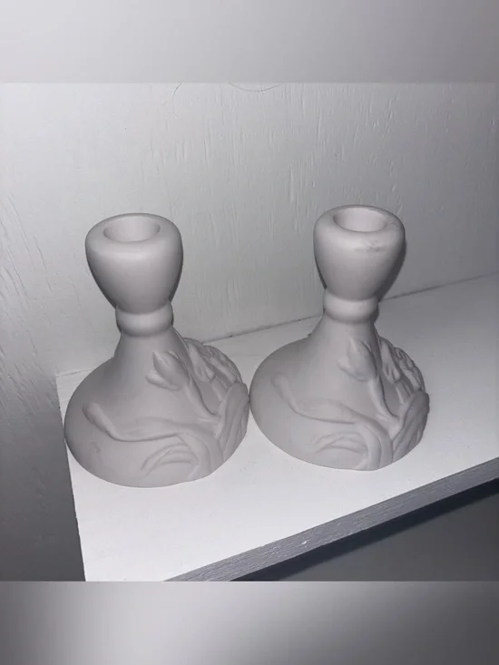 Vintage Ceramic Floral Candle Stick Holders Set of 2