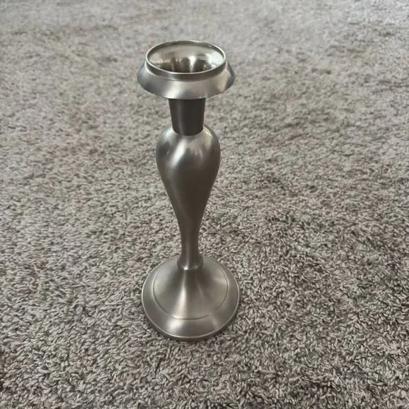 Vintage Bombay Company Brushed Pewter Taper Candlestick Holder Weighted 11