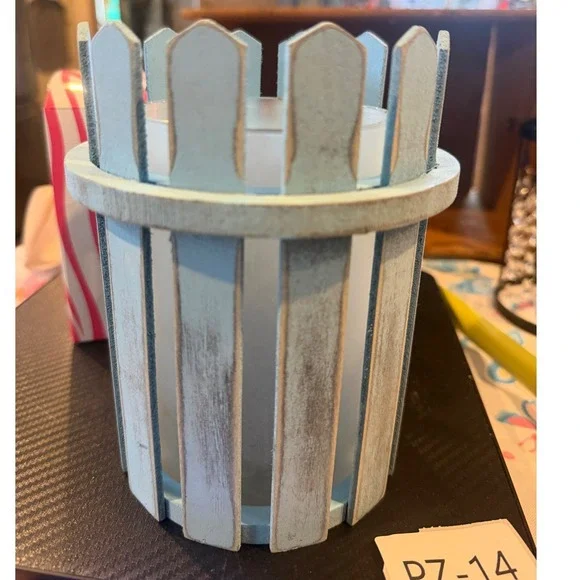 Pink Zebra Simmering Lights Shade Blue Picket Fence Wood Frosted Glass