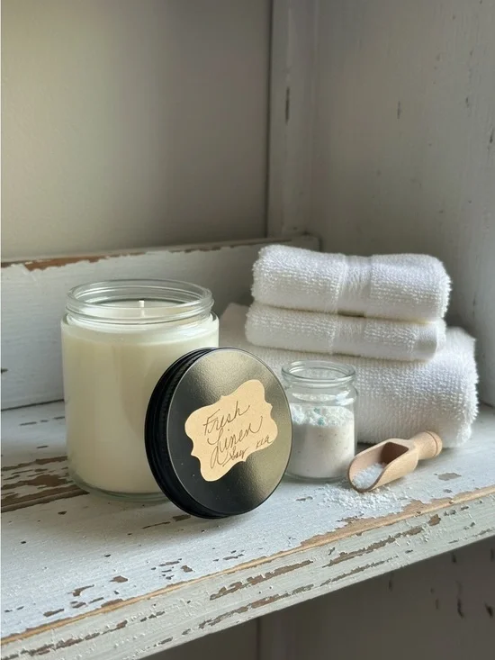 Handmade Fresh Linen Scented Soy Candle -
