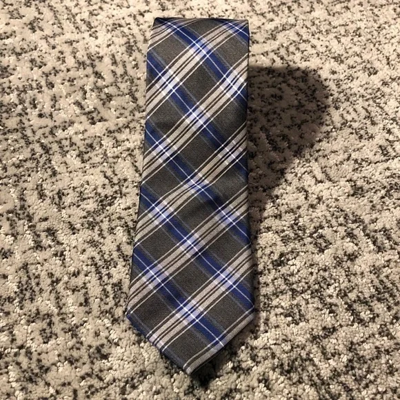Pronto Uomo Blue, White, & Gray striped Tie