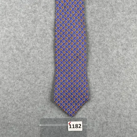 Vintage Polo Ralph Lauren Necktie Silk Blue Paisley Made In Italy Tie