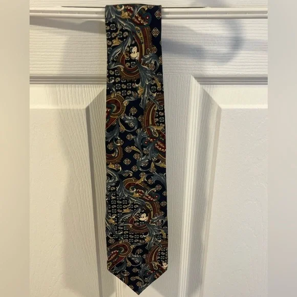 Vintage 90’s Disney Paisley Tie with Blue and Red Accents