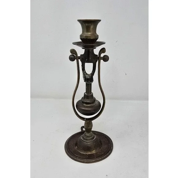 Antique nautical‎ brass gimbal ship wall mount candlestick holder