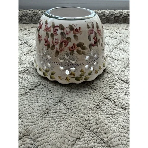 Vintage Home Interiors Ceramic Floral Candle Shade Topper Jar Cover