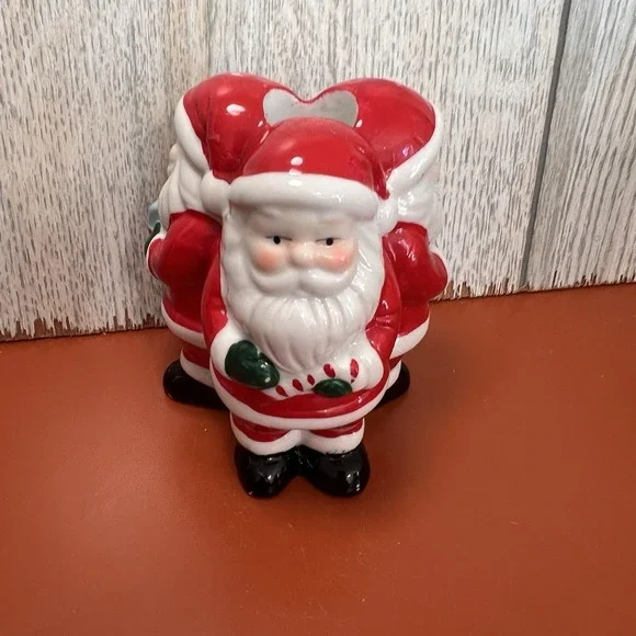 Vtg SANTA CLAUS Christmas Decor Taper Candle Holder 4.5