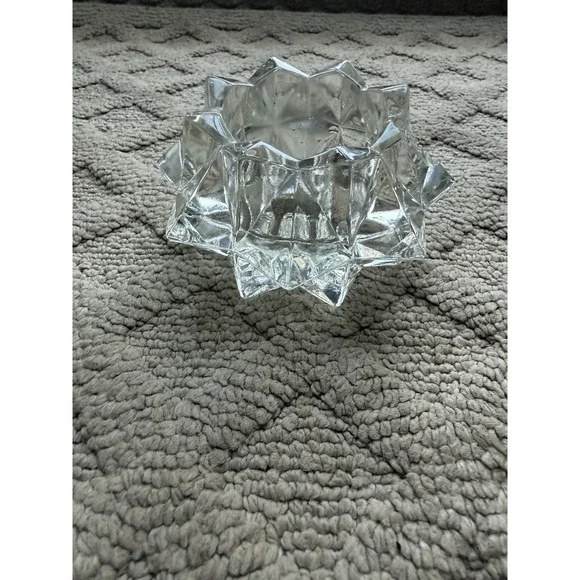 Vintage Avon Diamond Star Pattern Clear Glass Votive Candle Holder