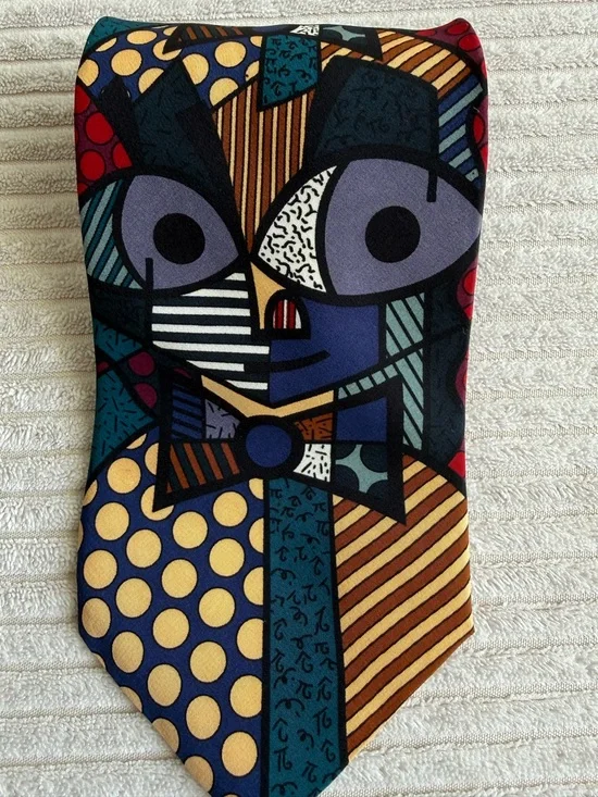 Colorful Abstract Pop Art Men's Tie in Blue, Yellow, Red