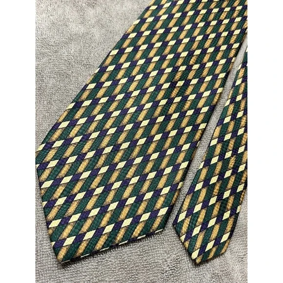 Vintage Abercrombie Fitch USA Silk Wide Geometric Designer Necktie 90s‎