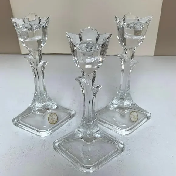 Vintage Crystal Toscany Classic Tulip-shaped Taper Candle Stick Holders 2