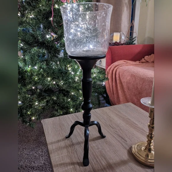 Candle Holder Footed Metal Glass Peg Tulip Style Southern Living at Home