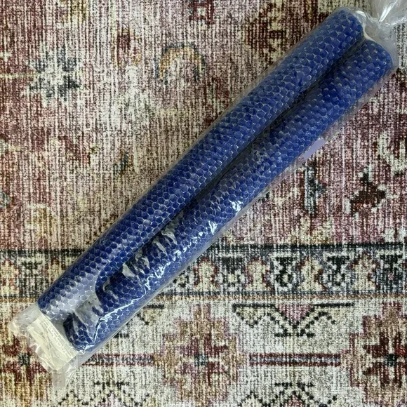 Natural Beeswax Bright Blue Gold Taper 12