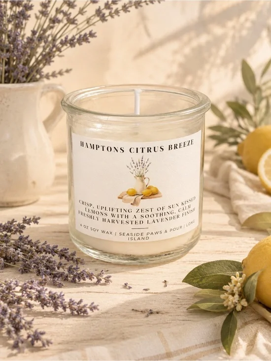 Hamptons Citrus Breeze – Lemon Lavender Soy Candle 🍋💜
