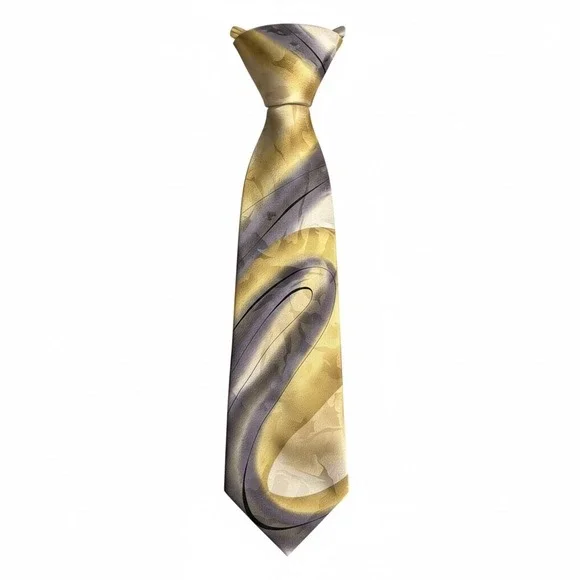 J GARCIA Silk Tie‎ Mens Wetlands Collection 1996 Abstract Swirl Yellow Purple