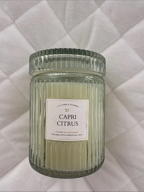 Capri Citrus Scented Candle - Light Green Glass Jar
