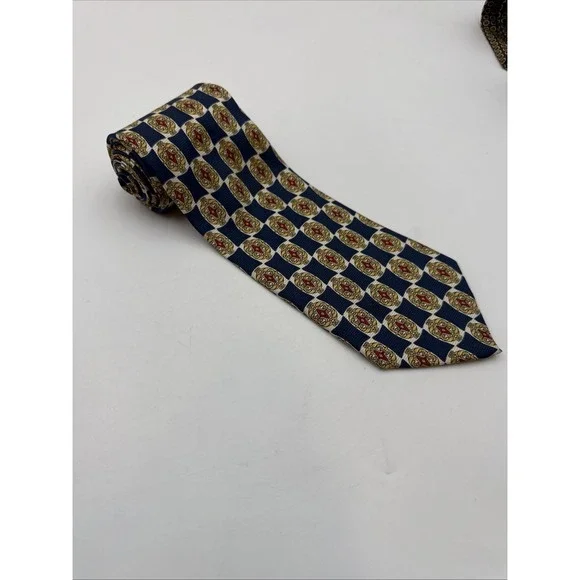 Robert Talbott Best Of Class Nordstrom Tie Blue Gold Heraldic Medalion USA 58