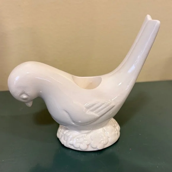 MCM Mideramica Portugal White Ceramic Bird Candle Holder.