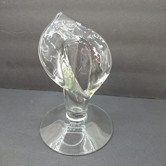 Vintage Cambridge Glass Clear Calla Lily Candlestick Holder Jack‎ In Pulpit