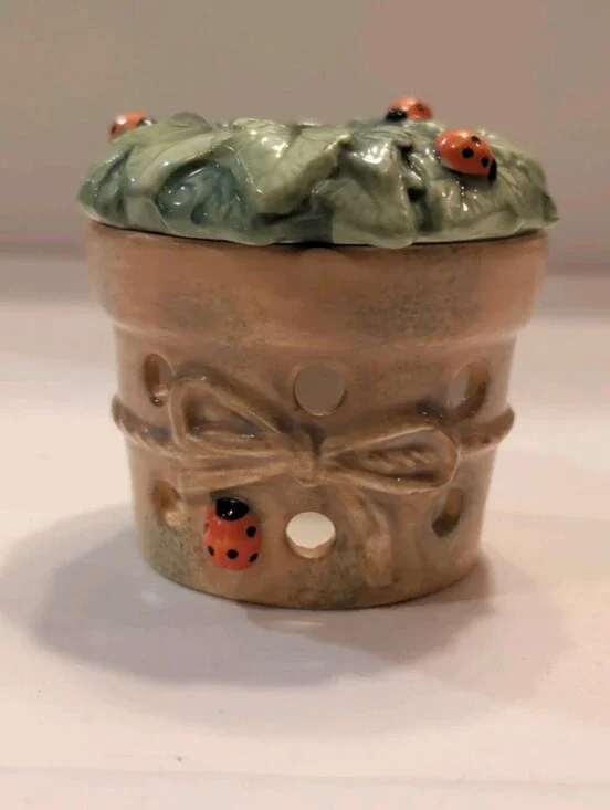 Candle Holder Votive Hallmark Marjolein Bastin Ladybug Porcelain 2 Piece 3 x 3