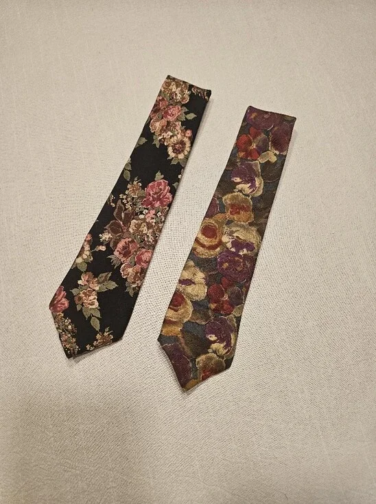Enzo Felini 100% Silk Floral Tie Lot Of 2