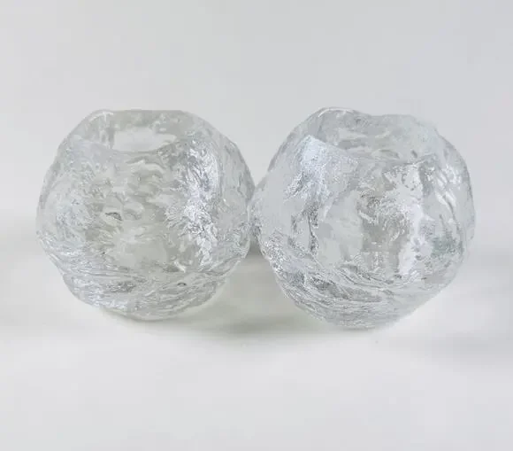 Vtg 2 Snowball Glass Votive Candle Holders Kosta Boda?