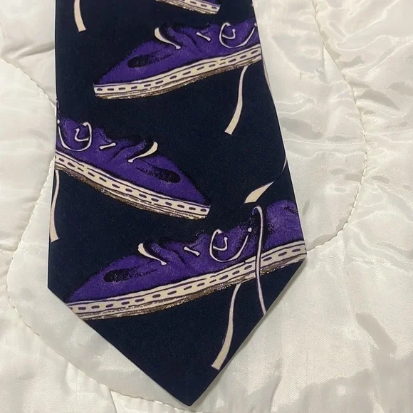 SILK PURPLE SHOE NECK TIE, WHIMSICAL, HAND MADE IN THE USA!