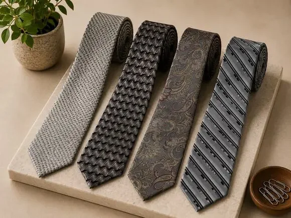 Designer Silk Tie Lot Silver Grey Geoffrey Beene Bill Blass Privado Murphy