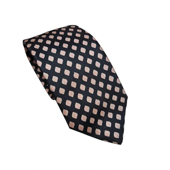 Giorgio Sant Angelo‎ Necktie Black with Bronze Geometric Squares All Silk