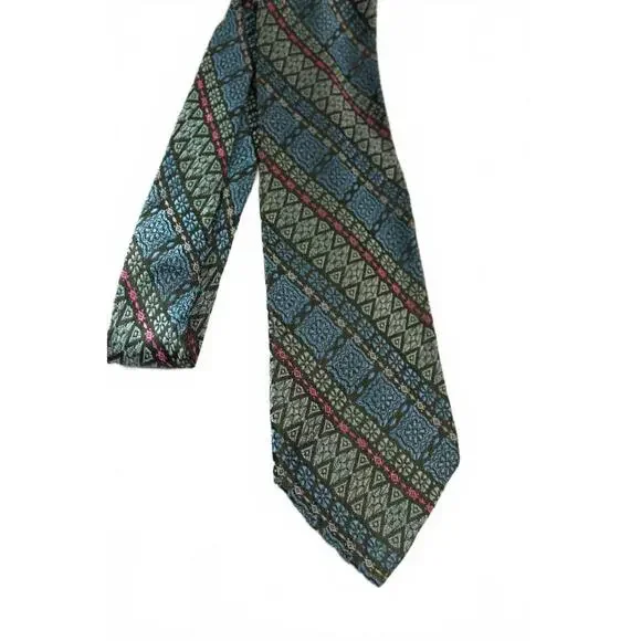 Vintage 1980s 3 X 57 Inch Blue & Green Acetate Necktie