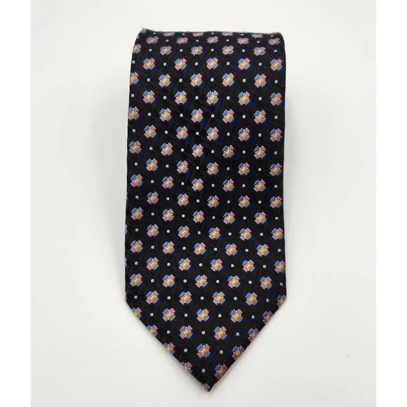 JoS. A. Bank Pointed Neck Tie Men's One Size Black Printed Silk Formal Classic