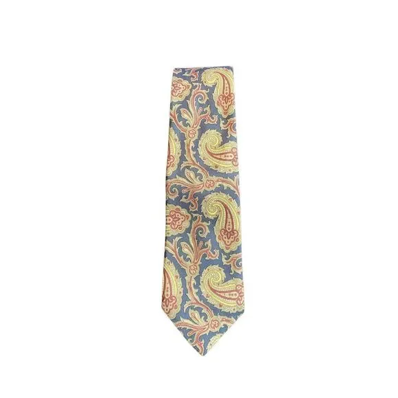 Abraham and Strauss men’s vintage blue paisley, print silk tie, 57