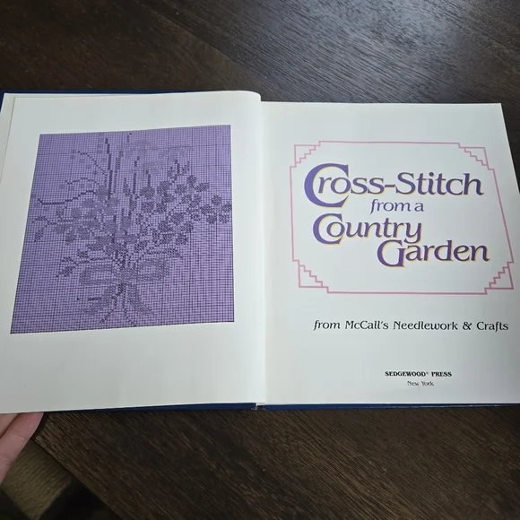 Cross-Stitch from a Country Garden Blue Hardcover Vintage Craft Book 1988